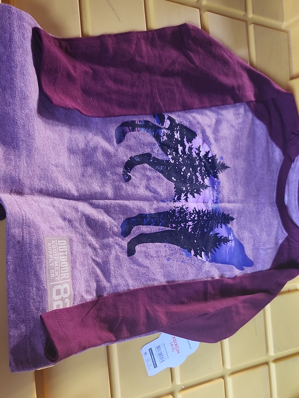 wonder nation Purple Raglan Wolf Tree Graphic Tee